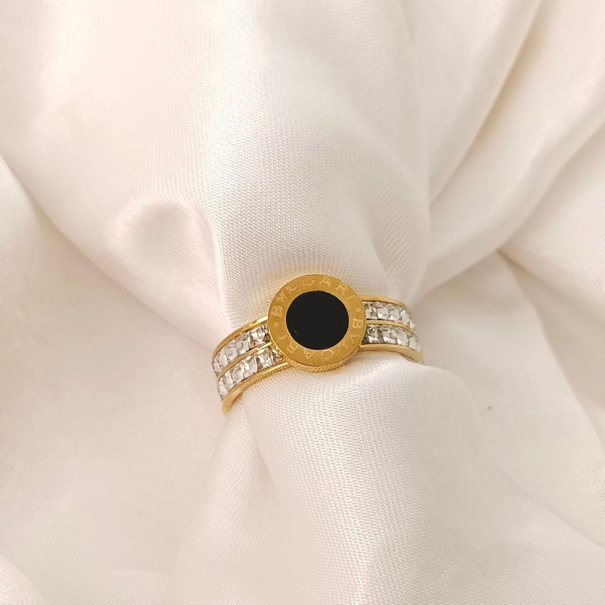 stainless black gem ring