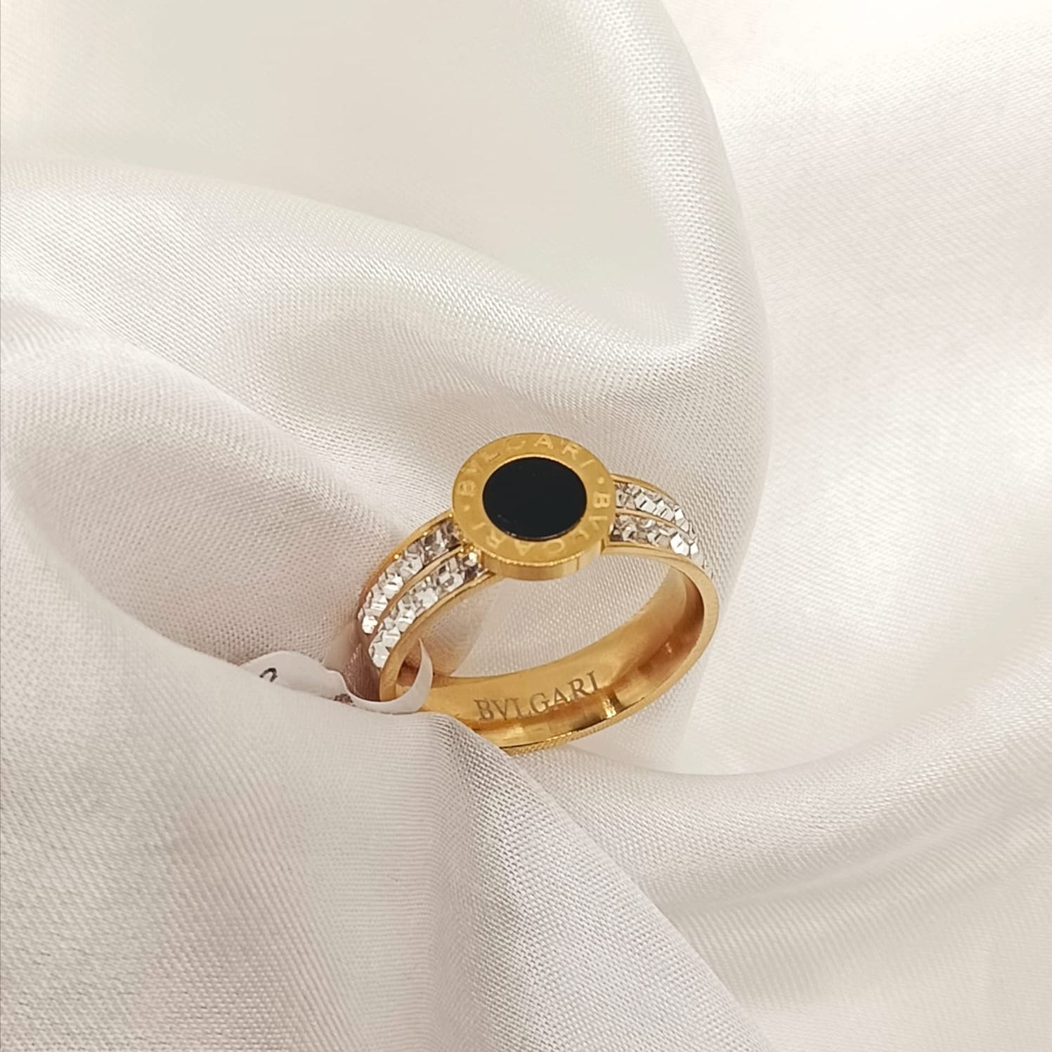 stainless black gem ring