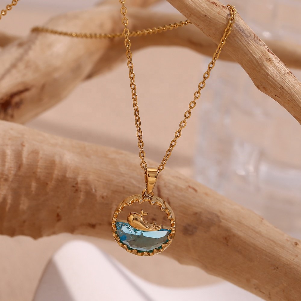 Blue Ocean Whale Pendant Necklace