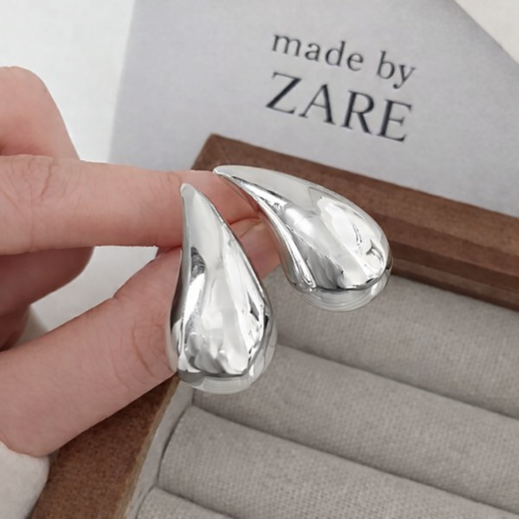 Teardrop Dome gold & silver Earrings